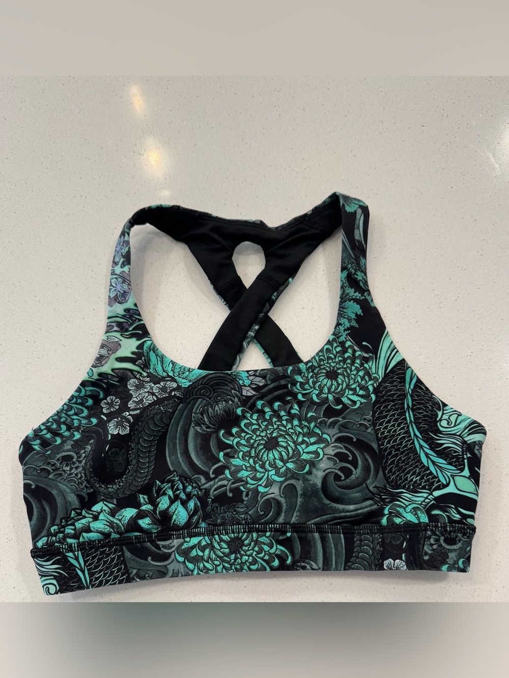 Lululemon Time to Sweat Sports Bra Memoir Multi Green Floral Size 6